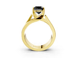 Yellow gold Modern Tension Set Fancy Black Cushion Cut Solitaire Wide Band Ring_3