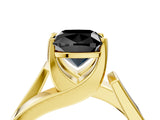 Yellow gold Modern Tension Set Fancy Black Cushion Cut Solitaire Wide Band Ring_4