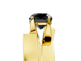 Yellow gold Modern Tension Set Fancy Black Cushion Cut Solitaire Wide Band Ring_5