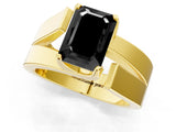 Yellow gold Modern Tension Set Fancy Black Emerald Cut Solitaire Wide Band Ring_1