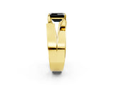 Yellow gold Modern Tension Set Fancy Black Emerald Cut Solitaire Wide Band Ring_2