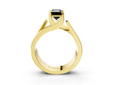 Yellow gold Modern Tension Set Fancy Black Emerald Cut Solitaire Wide Band Ring_3