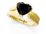 Yellow gold Modern Tension Set Fancy Black Heart Cut Solitaire Wide Band Ring_1