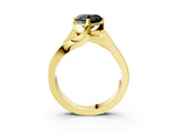 Yellow gold Modern Tension Set Fancy Black Heart Cut Solitaire Wide Band Ring_3