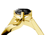 Yellow gold Modern Tension Set Fancy Black Heart Cut Solitaire Wide Band Ring_4