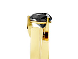Yellow gold Modern Tension Set Fancy Black Heart Cut Solitaire Wide Band Ring_5