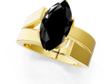 Yellow gold Modern Tension Set Fancy Black Marquise Cut Solitaire Wide Band Ring_1