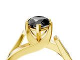Yellow gold Modern Tension Set Fancy Black Marquise Cut Solitaire Wide Band Ring_4