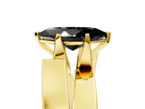 Yellow gold Modern Tension Set Fancy Black Marquise Cut Solitaire Wide Band Ring_5