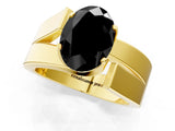 Yellow gold Modern Tension Set Fancy Black Oval Cut Solitaire Wide Band Ring_1