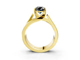 Yellow gold Modern Tension Set Fancy Black Oval Cut Solitaire Wide Band Ring_3
