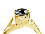 Yellow gold Modern Tension Set Fancy Black Oval Cut Solitaire Wide Band Ring_4