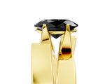 Yellow gold Modern Tension Set Fancy Black Oval Cut Solitaire Wide Band Ring_5