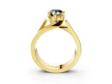 Yellow gold Modern Tension Set Fancy Black Pear Cut Solitaire Wide Band Ring_3