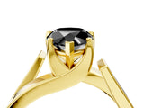 Yellow gold Modern Tension Set Fancy Black Pear Cut Solitaire Wide Band Ring_4