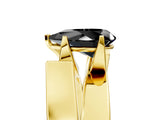 Yellow gold Modern Tension Set Fancy Black Pear Cut Solitaire Wide Band Ring_5