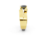 Yellow gold Modern Tension Set Fancy Black Princess Cut Solitaire Wide Band Ring_2