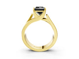 Yellow gold Modern Tension Set Fancy Black Princess Cut Solitaire Wide Band Ring_3