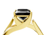 Yellow gold Modern Tension Set Fancy Black Princess Cut Solitaire Wide Band Ring_4