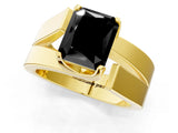 Yellow gold Modern Tension Set Fancy Black Radiant Cut Solitaire Wide Band Ring_1
