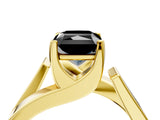 Yellow gold Modern Tension Set Fancy Black Radiant Cut Solitaire Wide Band Ring_4