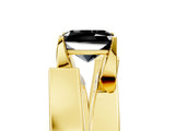 Yellow gold Modern Tension Set Fancy Black Radiant Cut Solitaire Wide Band Ring_5