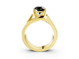 Yellow gold Modern Tension Set Fancy Black Round Cut Solitaire Wide Band Ring_3