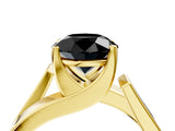 Yellow gold Modern Tension Set Fancy Black Round Cut Solitaire Wide Band Ring_4