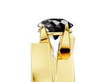 Yellow gold Modern Tension Set Fancy Black Round Cut Solitaire Wide Band Ring_5