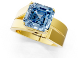 Yellow gold Modern Tension Set Fancy Blue Asscher  Solitaire Wide Band Ring_74
