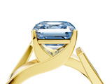 Yellow gold Modern Tension Set Fancy Blue Asscher  Solitaire Wide Band Ring_77