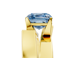 Yellow gold Modern Tension Set Fancy Blue Asscher  Solitaire Wide Band Ring_78