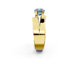 Yellow gold Modern Tension Set Fancy Blue Cushion  Solitaire Wide Band Ring_64