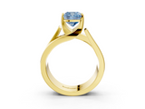 Yellow gold Modern Tension Set Fancy Blue Cushion  Solitaire Wide Band Ring_65