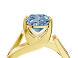 Yellow gold Modern Tension Set Fancy Blue Cushion  Solitaire Wide Band Ring_66