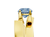 Yellow gold Modern Tension Set Fancy Blue Cushion  Solitaire Wide Band Ring_67