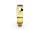 Yellow gold Modern Tension Set Fancy Blue Emerald  Solitaire Wide Band Ring_114