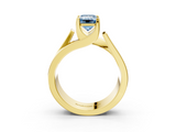 Yellow gold Modern Tension Set Fancy Blue Emerald  Solitaire Wide Band Ring_115