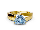 Yellow gold Modern Tension Set Fancy Blue Heart  Solitaire Wide Band Ring_93