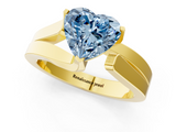 Yellow gold Modern Tension Set Fancy Blue Heart  Solitaire Wide Band Ring_94