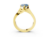 Yellow gold Modern Tension Set Fancy Blue Heart  Solitaire Wide Band Ring_96