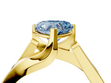 Yellow gold Modern Tension Set Fancy Blue Heart  Solitaire Wide Band Ring_97