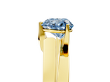Yellow gold Modern Tension Set Fancy Blue Heart  Solitaire Wide Band Ring_98