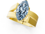 Yellow gold Modern Tension Set Fancy Blue Marquise  Solitaire Wide Band Ring_80