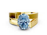 Yellow gold Modern Tension Set Fancy Blue Oval  Solitaire Wide Band Ring_78