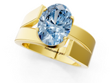 Yellow gold Modern Tension Set Fancy Blue Oval  Solitaire Wide Band Ring_79