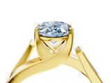 Yellow gold Modern Tension Set Fancy Blue Oval  Solitaire Wide Band Ring_82