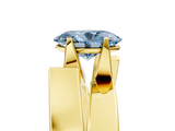 Yellow gold Modern Tension Set Fancy Blue Oval  Solitaire Wide Band Ring_83
