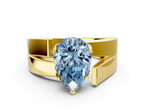 Yellow gold Modern Tension Set Fancy Blue Pear  Solitaire Wide Band Ring_79