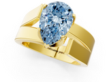 Yellow gold Modern Tension Set Fancy Blue Pear  Solitaire Wide Band Ring_80